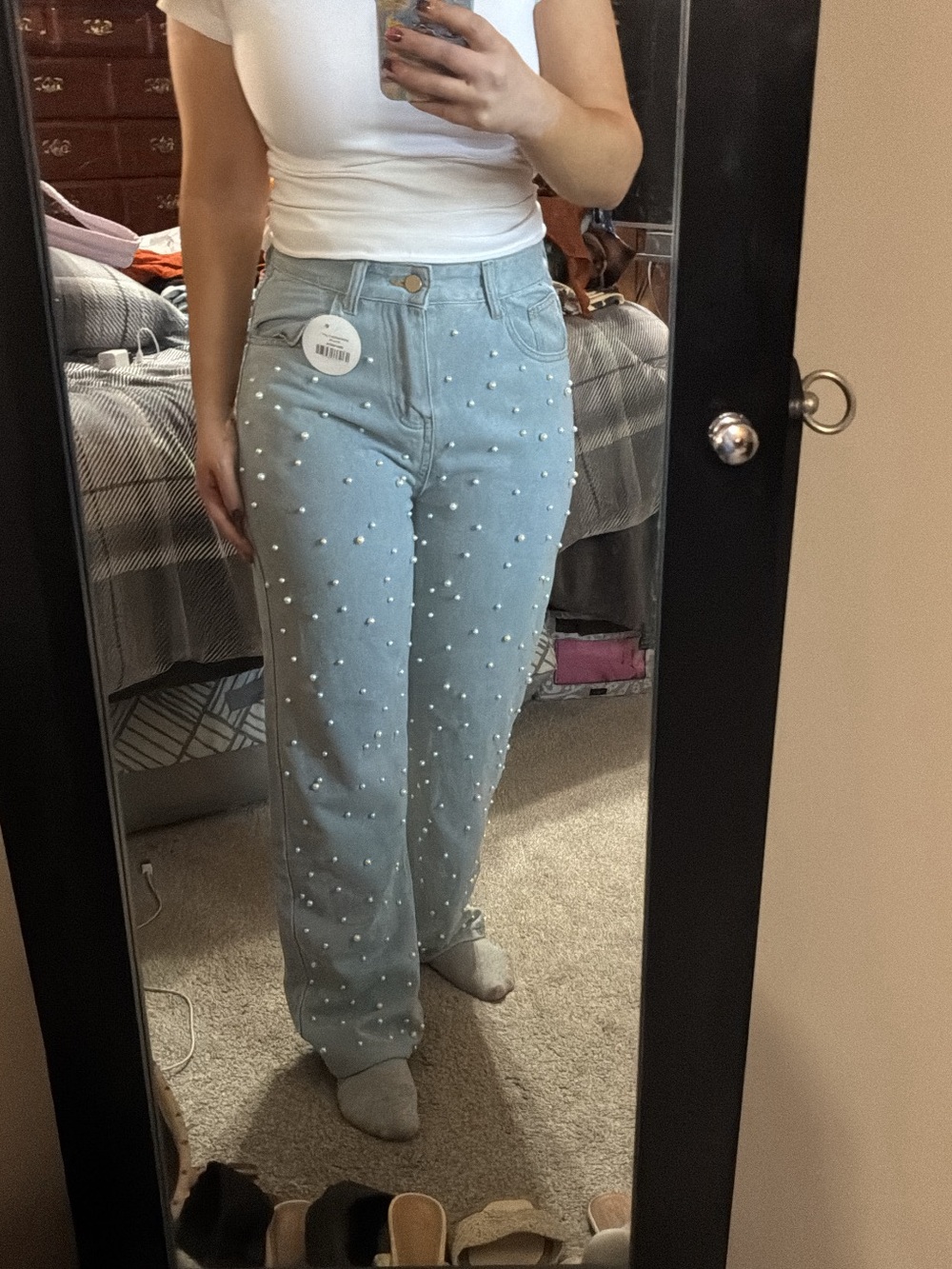 NWT white pearl jeans